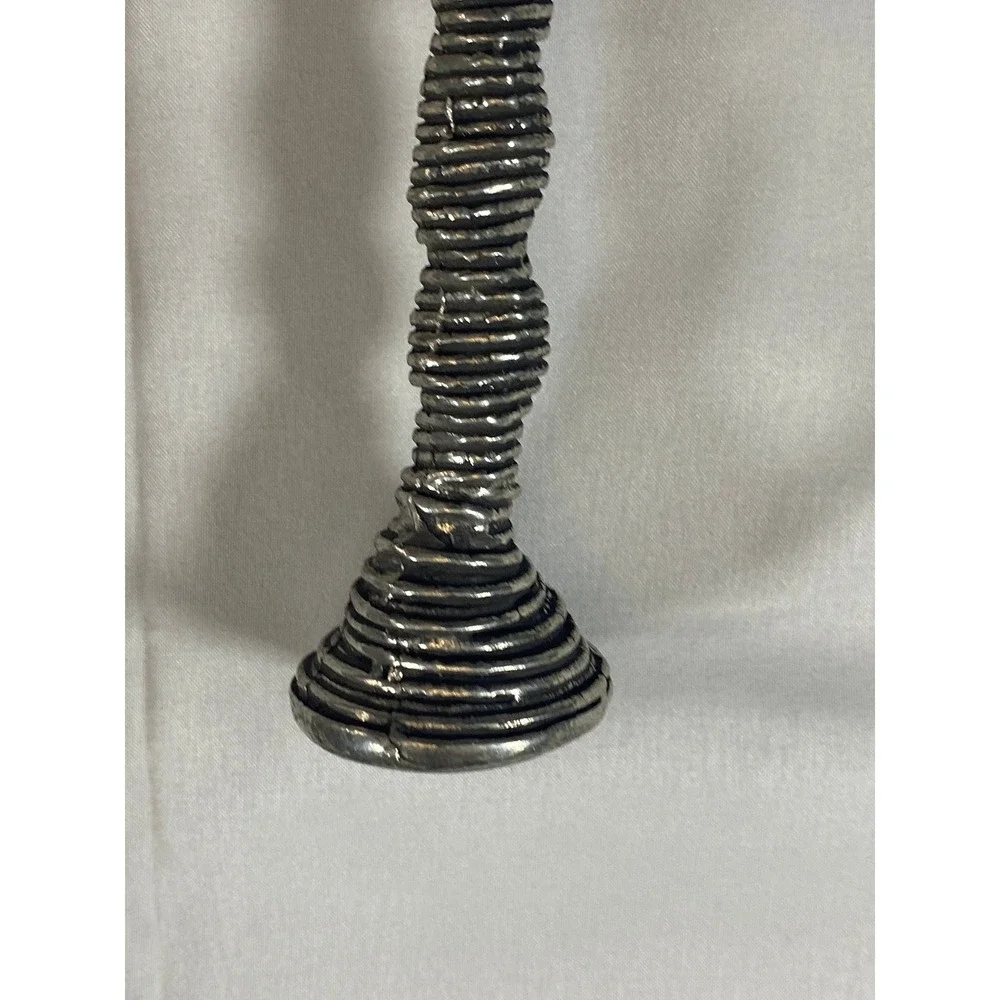 Patrick Meyer Brutalist Pewter Candlesticks Set of 2 Textured‎ Modernist Silver